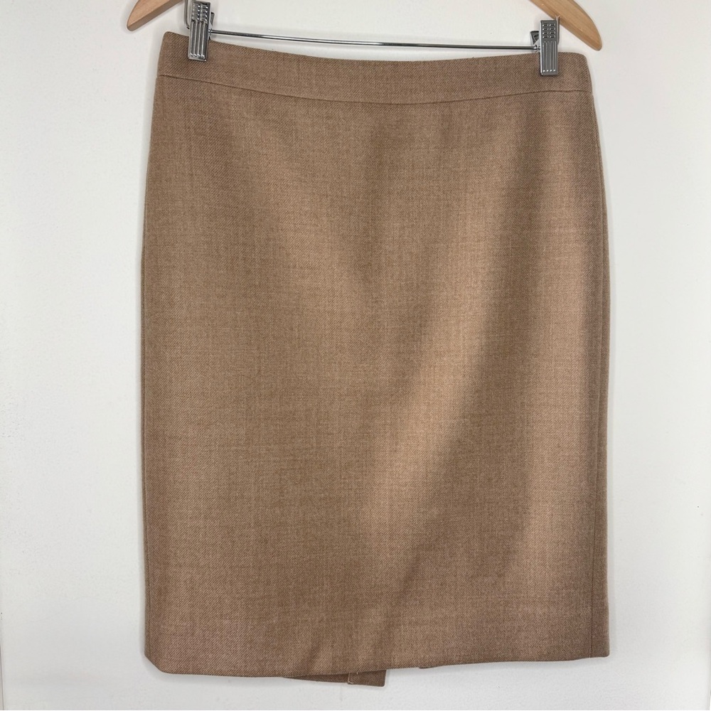 J CREW No.2 Pencil skirt double-serge wool Women’s size 6 Camel Preppy EUC